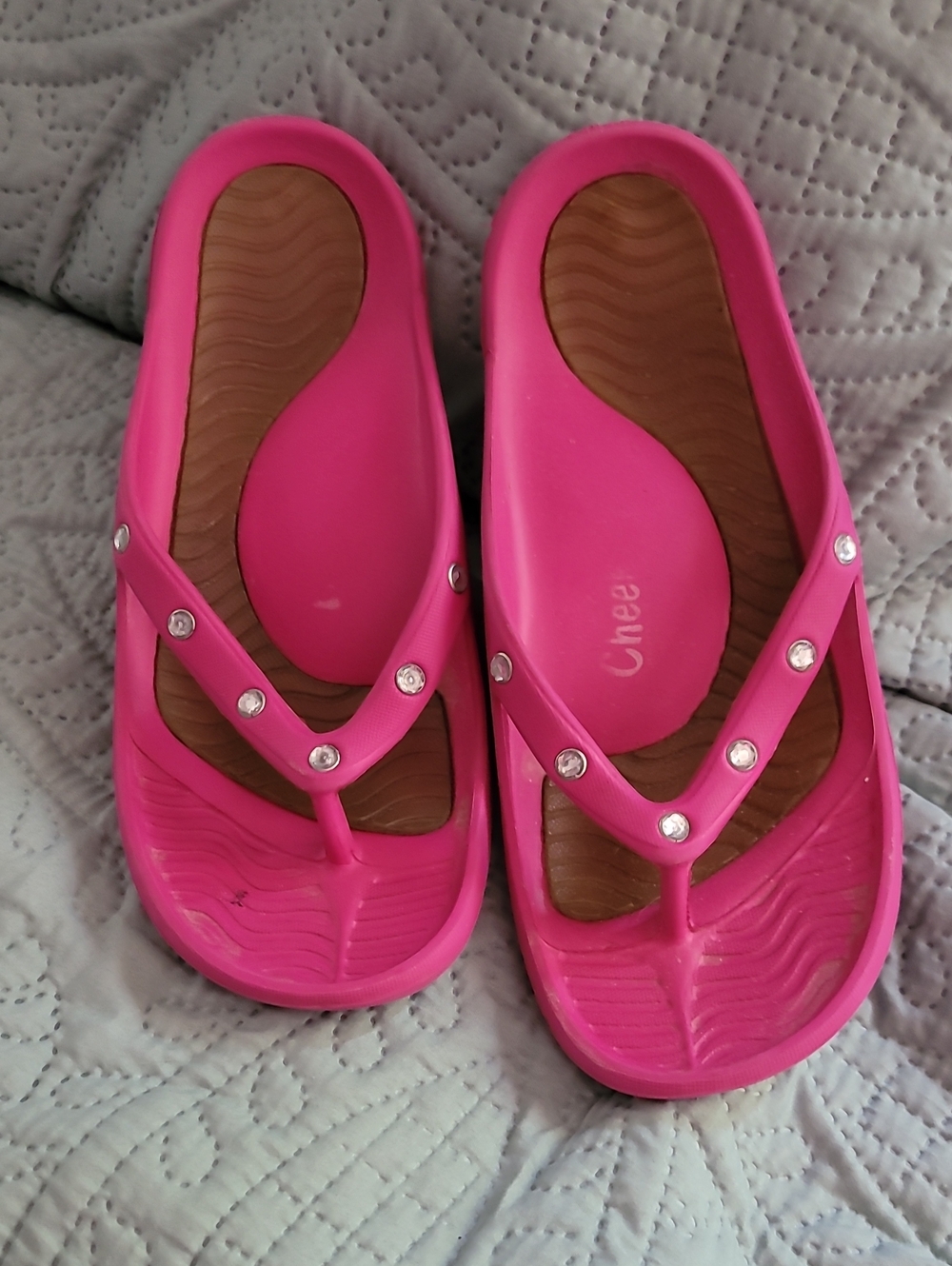 Women's Pink Rhinestone Thong Sandals